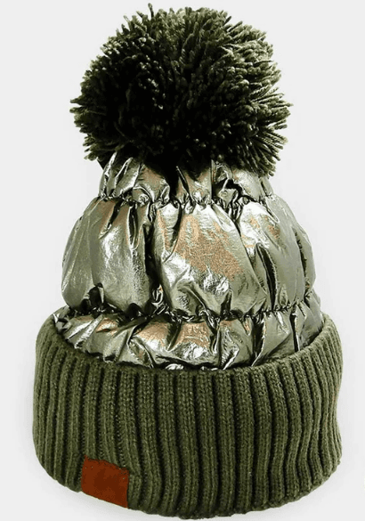 Puffer beanie hat