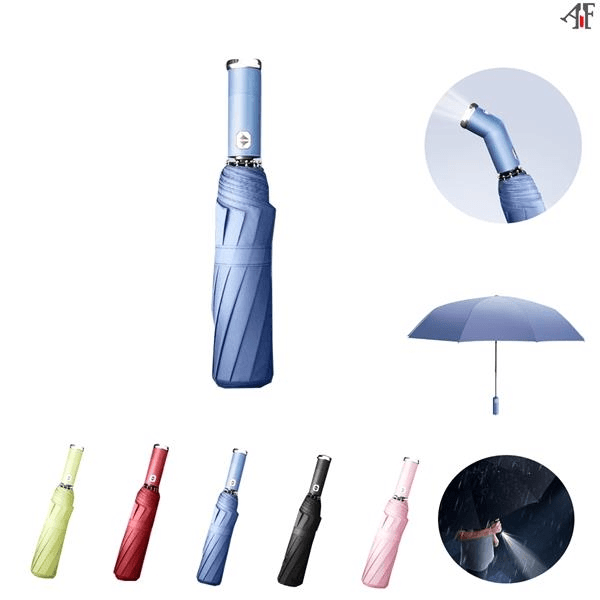 Tube umbrella with flashlight