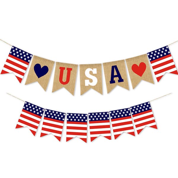 USA Independence Day party decoration linen pull flag