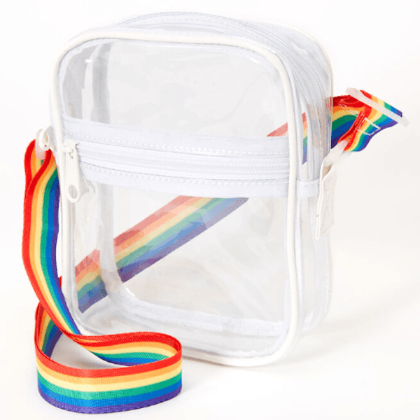 Clear Crossbody Bag with Rainbow Strap